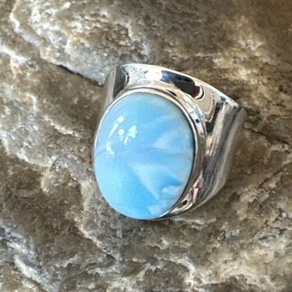 Navajo Blue Larimar Ring | Sterling Silver | Sz 9 | Authentic Native American Handmade | 16600
