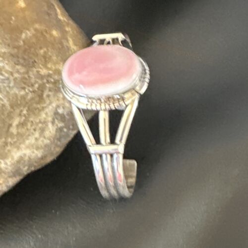 Navajo Pink Conch Cuff Bracelet | Sterling Silver | Authentic Native American Handmade | 16121