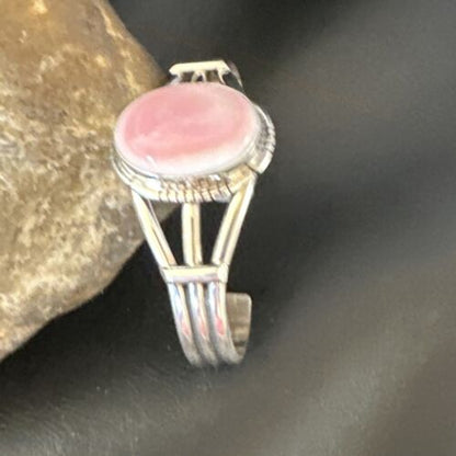 Navajo Pink Conch Cuff Bracelet | Sterling Silver | Authentic Native American Handmade | 16121