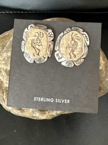 Navajo Kokopelli Dangle Earrings Set | Sterling Silver | Authentic Native American Handmade | 15142