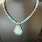 Navajo Turquoise Inlay Pendant Necklace | Sterling Silver | Authentic Native American Handmade | 17077