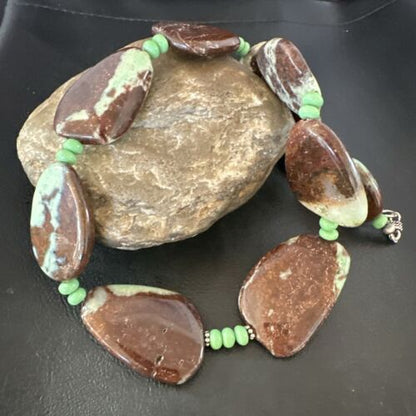 Navajo Men's Green Chrysoprase & Howlite Necklace | Sterling Silver | 20" | Authentic Native American Handmade | 16820