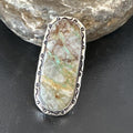 Navajo Ribbon Boulder Green Turquoise Ring | Sterling Silver | Sz 8 | Authentic Native American Handmade | 16383