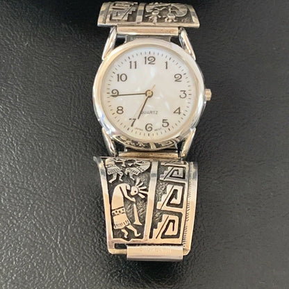 Men's HOPI Native American Sterling Silver Watch Tips Kokopelli Bracelet | Authentic Native American Jewelry | 2093