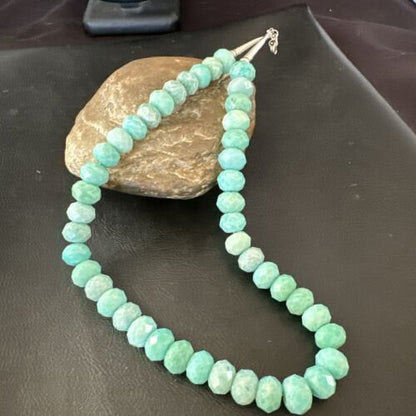 Navajo Sterling Silver Amazonite Bead Necklace | 12mm | 18" | Authentic Native American Handmade | 17302