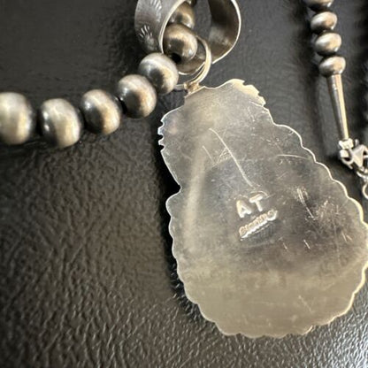 Native American Men's Pendant | Navajo Pearls | Sterling Silver Black Onyx Necklace | 16131
