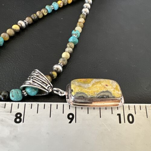 Men's BumbleBee Jasper Pendant Necklace | Navajo Pearls | Sterling Silver | Authentic Native American | 16881