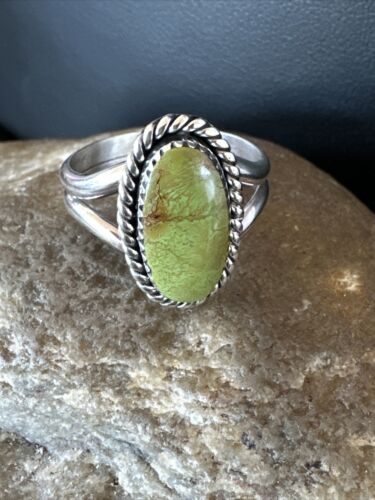 Navajo Green Gaspeite Ring | Sterling Silver | Sz 7.5 | Authentic Native American Handmade | 16400