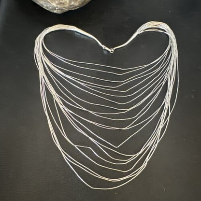 Graduated Bib Heishi Liquid Necklace | Sterling Silver | 20" | 17240