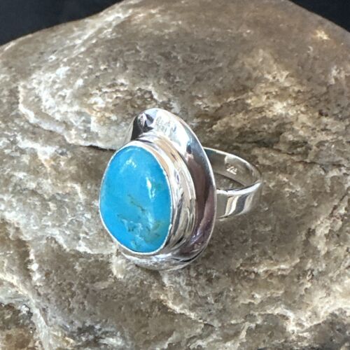 Navajo Blue Kingman Turquoise Ring | Sterling Silver | Sz 6 | Authentic Native American Handmade | 16595