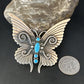 Navajo Butterfly Blue Turquoise Pin Pendant | Sterling Silver | Authentic Native American Handmade | 15232