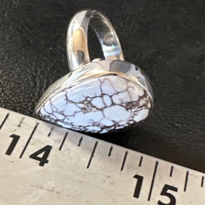 Navajo Wild Horse Turquoise Ring | Sterling Silver | Sz 7 Adjustable | Authentic Native American Handmade | 15548 - Masha USA