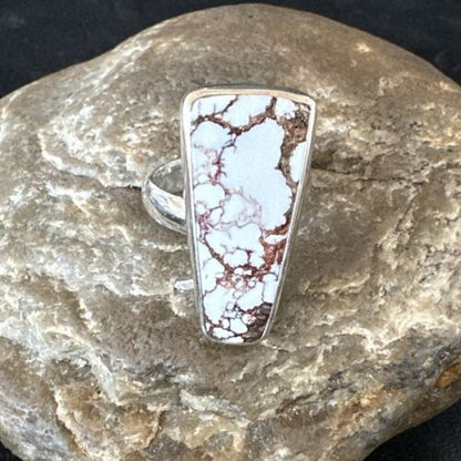 Men's and Women's Wild Horse Turquoise Navajo Ring | Sterling Silver | Sz 8 | Authentic Native American Handmade | 17351