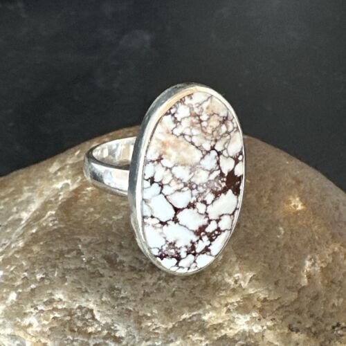Men's and Women's Wild Horse Turquoise Ring | Navajo Sterling Silver | Sz 7 | 17278