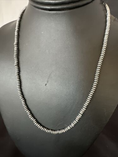 Navajo Pearl Sterling Silver Saucer Bead Necklace | Hand Strung | 4mm | 20" | Authentic Native American | 60420