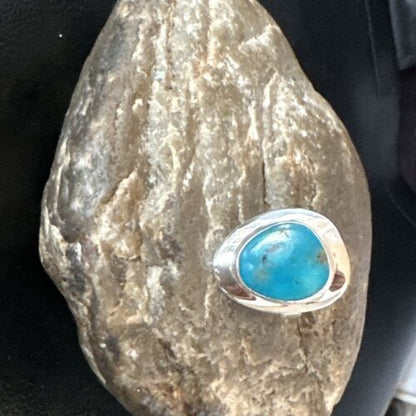 Navajo Blue Kingman Turquoise Ring | Sterling Silver | Sz 7 | Authentic Native American Handmade | 16592