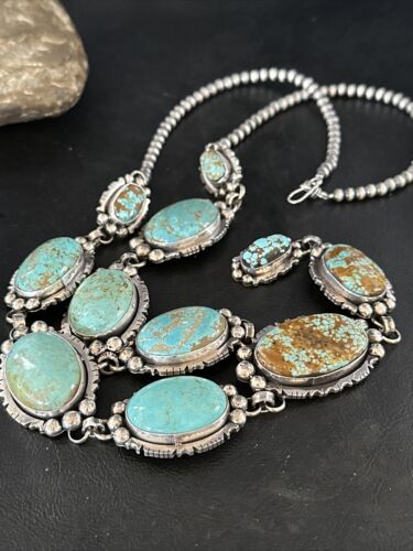 Navajo Turquoise Lariat Necklace | Sterling Silver | Native American Handmade | 15270