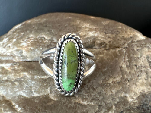 Navajo Green Gaspeite Ring | Sterling Silver | Sz 6.5 | Authentic Native American Handmade | 16402