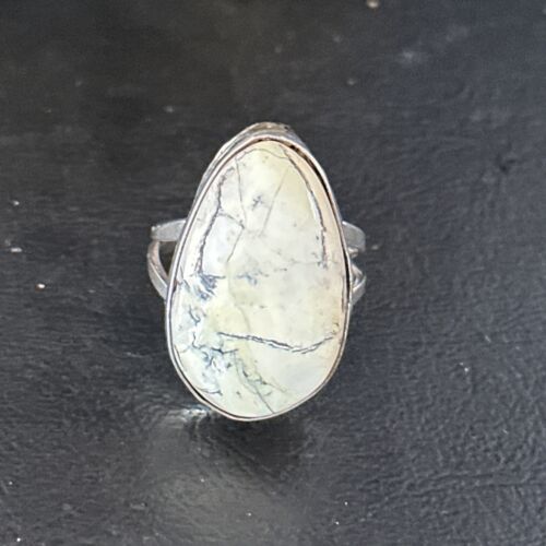Men's Navajo White Buffalo Turquoise Ring | Sterling Silver | Sz 8.5 | Authentic Native American Handmade | 14744 - Masha USA
