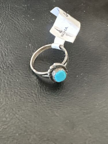 Native American Navajo Blue Turquoise Ring | Sterling Silver | Sz 5.5 | 4449