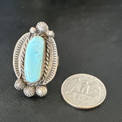 Men's Women's Dry Creek Turquoise Ring | Navajo Sterling Silver | Sz 9 | 15896