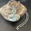 Navajo Dry Creek Turquoise Topaz Pendant Necklace | Sterling Silver | Authentic Native American Handmade | 16317