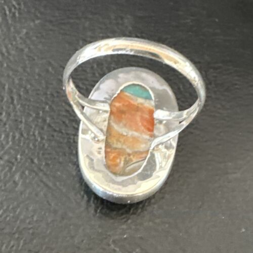 Navajo Turquoise Spiny Oyster Ring | Sterling Silver | Sz 8 | Authentic Native American Handmade | 16612