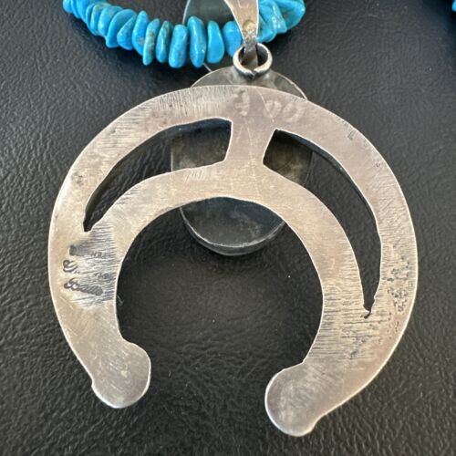 Navajo Blue Kingman Turquoise Naja Pendant Necklace | Sterling Silver | 26" | Authentic Native American Handmade | 16065