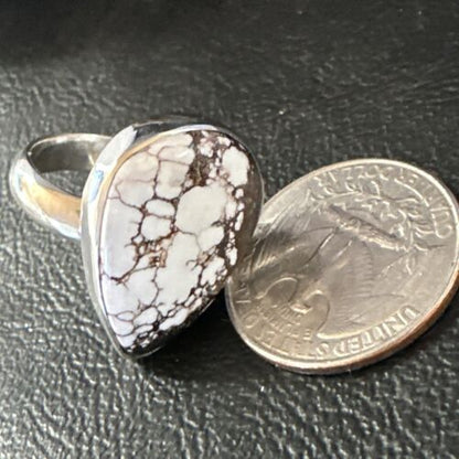 Navajo Wild Horse Turquoise Ring | Sterling Silver | Sz 7 Adjustable | Authentic Native American Handmade | 15548 - Masha USA