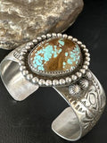 Navajo Men's Blue #8 Turquoise Cuff Bracelet | Sterling Silver | Authentic Native American Handmade | 15856