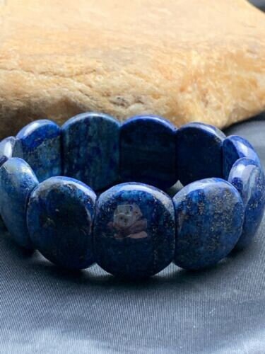 Navy Blue Lapis Stone Stretch Bracelet | 7.25" Stretchable | Authentic Native American Handmade | 4601