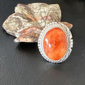 Women's Orange Spiny Oyster Ring | Navajo Sterling Silver | Sz 6.5 | Native American Handmade | 16031