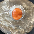 Navajo Orange Spiny Oyster Ring | Sterling Silver | Sz 6.5 | Authentic Native American Handmade | 16465