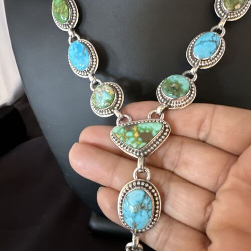 Navajo Lariat Necklace | Rare Blue Green Sonoran Gold Turquoise | 15459