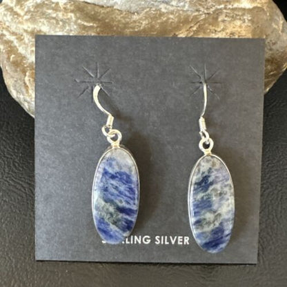 Blue Denim Lapis Dangle Earrings | Sterling Silver | 1" | 15808