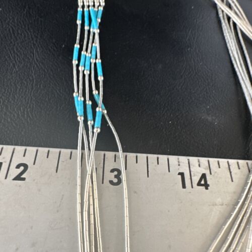 Turquoise 5-Strand Heishi Necklace | Sterling Silver | Authentic Native American Handmade | 15138