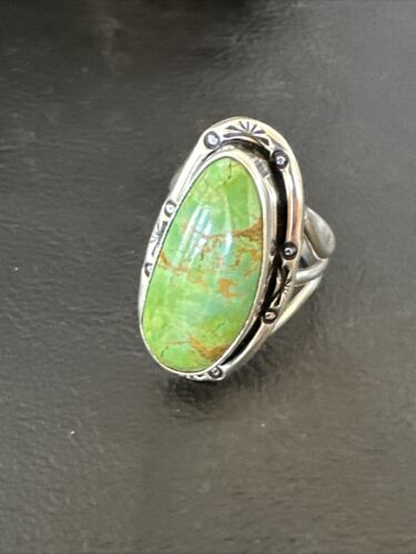 Navajo Green Sonoran Turquoise Ring | Sterling Silver | Sz 9.5 | Authentic Native American Handmade | 16395