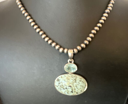 Women's Dry Creek Turquoise Topaz Pendant Necklace | Navajo Sterling Silver | Authentic Native American Handmade | 16439