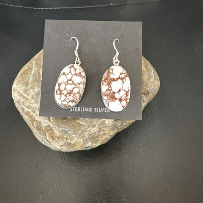 Navajo Wild Horse Turquoise Dangle Earrings | Sterling Silver | Authentic Native American Handmade | 15746