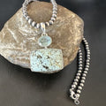 Navajo Women's Dry Creek Turquoise Topaz Pendant Necklace | Sterling Silver | 16312