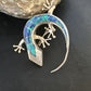 Navajo Blue Opal Lizard Pin Pendant | Inlay Gecko | Sterling Silver | Authentic Native American Handmade | 15194