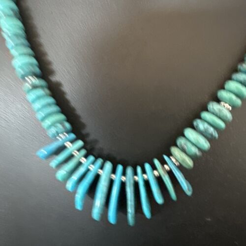 Men's Navajo Blue Turquoise Necklace | Sterling Silver | 22" | Authentic Native American Handmade | 15769