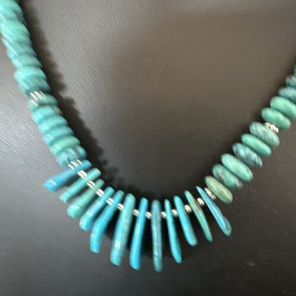 Men's Navajo Blue Turquoise Necklace | Sterling Silver | 22" | Authentic Native American Handmade | 15769