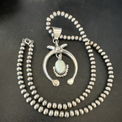 Navajo Opal Naja Pendant Necklace | Sterling Silver | 20" | Authentic Native American Handmade | 17661
