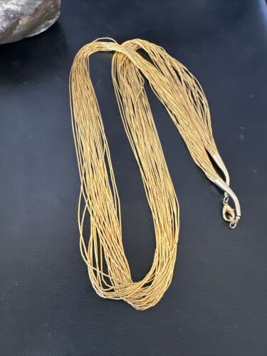 Navajo Gold Filled Heishi Tubes | 30 Strand Liquid Sterling Silver Necklace 29" | 17394