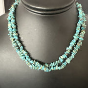 Men's Navajo Blue Kingman Turquoise Shell Necklace | 17" | Authentic Native American Handmade | 16954