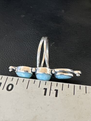Navajo Women's Cluster Blue Larimar Multi-Stone Ring | Authentic Native American Sterling Silver | Sz 8.5 | 16164