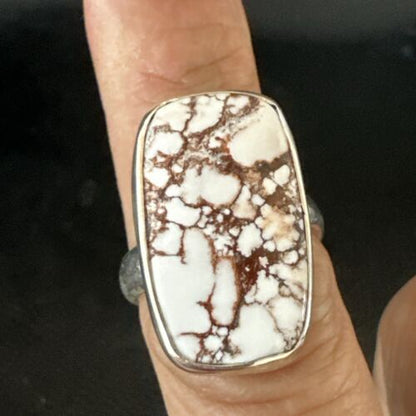 Men's Women's Wild Horse Turquoise Ring | Navajo Sterling Silver | Sz 7 | Authentic Native American Handmade | 17283