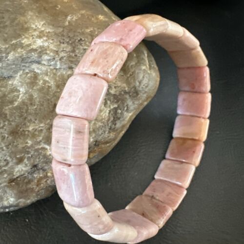 Navajo Pink Rhodochrosite Stretch Bracelet | Authentic Native American Handmade | 16977