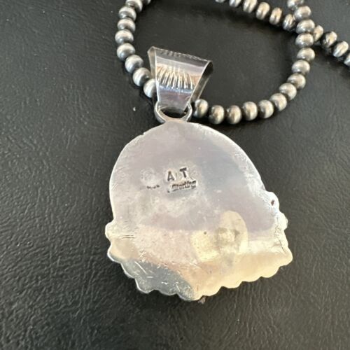 Women's Royston Turquoise Pendant Necklace | Navajo Pearls | Sterling Silver | Authentic Native American Handmade | 17065